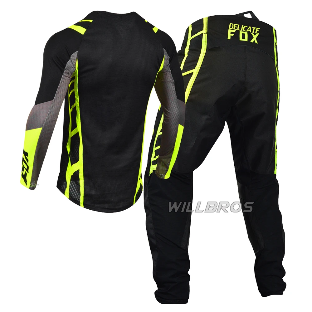Motocross Gear Set Delicate Fox Gear Set Jersey Pants MX Combo Motocross Outfit BMX Race Dirtbike Moto Cross UTV Suit ATV Off-road Kits For Men