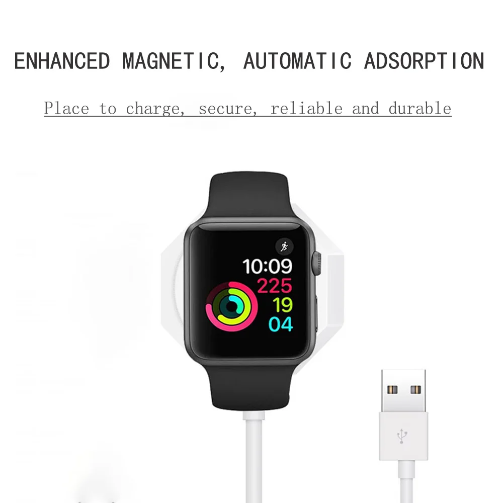 Быстрое беспроводное зарядное устройство для Apple Watch магнитное зарядное устройство для iwatch 1 2 3 4 Быстрая зарядка с кабелем USB 1 м