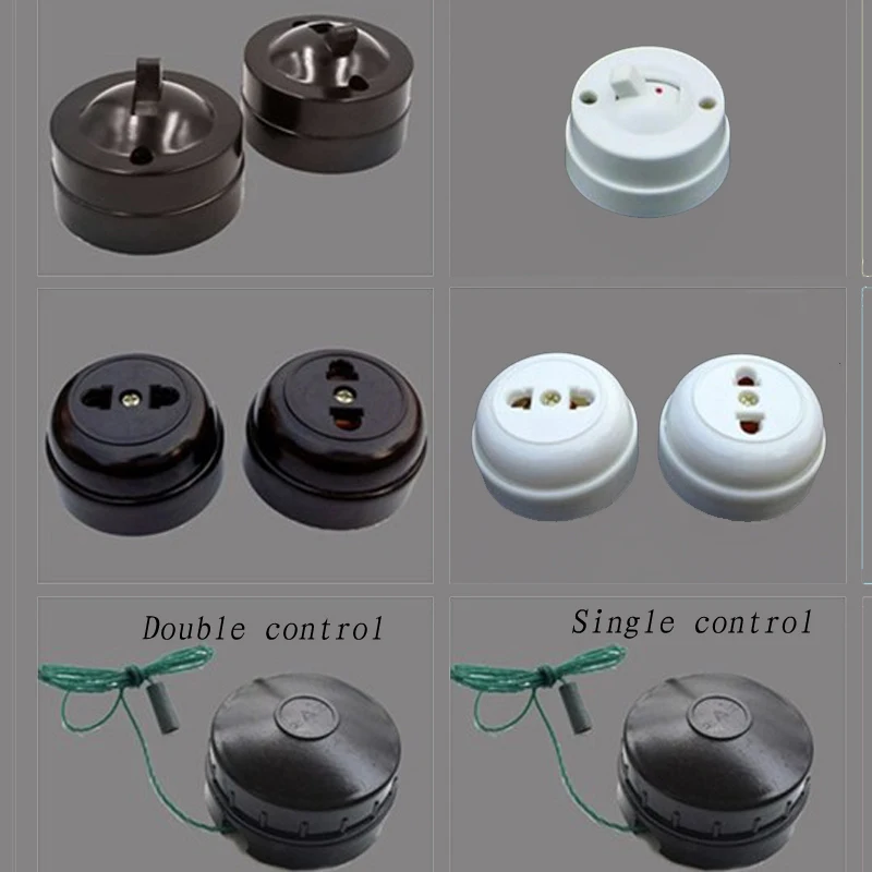 

Retro Type Flat Mounted Toggle Switch Socket Old Style Inverted Switch Socket Bedside On/off Table Lamp Pull Line Switch