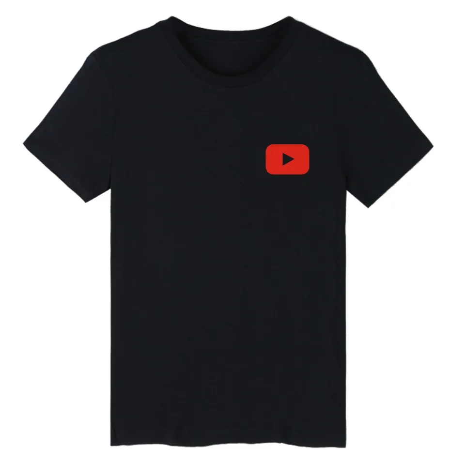Забавная хлопковая Футболка с принтом логотипа Youtube черная Белая Мужская/женская