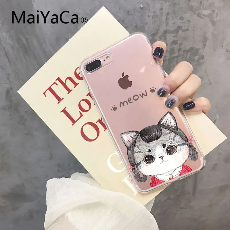 MaiYaCa милый кот котенок мягкая резина, термопластичный полиуретан чехол для телефона iPhone 5 5Sx 6 7 7plus 8 8Plus X XS MAX XR Fundas Capa - Цвет: A3