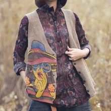 Новинка весны, Женский вязаный жилет с принтом портрета, кардиган размера плюс, повседневный свободный женский топ