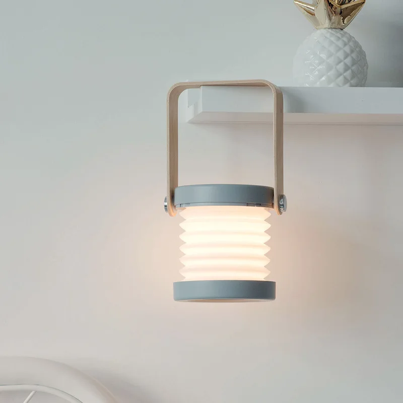 

New Wooden Lantern Creative LED Multi-function Camping Travel Light Portable Foldable LED Table Lamp Dimming Flashlight