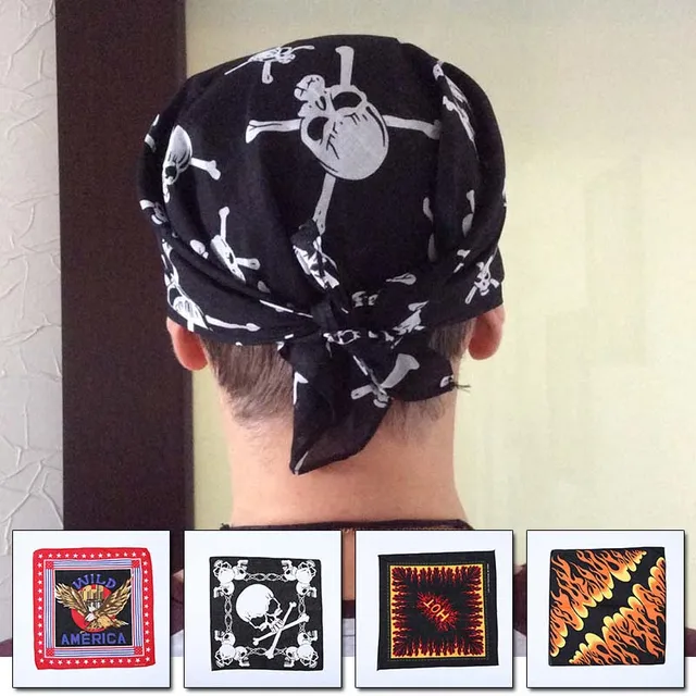 Multifunction Square Scarf Neckerchief Headwear Printed Skull Paisley Geometric Hip Hop Hairband Bandanas Women Men Headband 3
