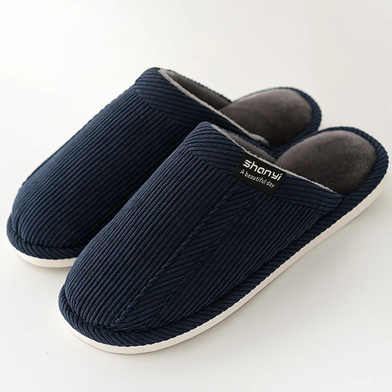 

Men slippers short plush designer slippers house man winter solid warm non-slip flock men shoes 2019 new arrival
