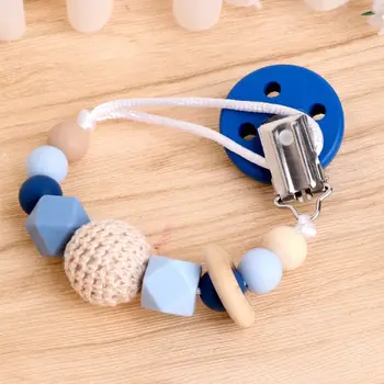 

Bead Infant Soother Nipple Strap Chain Hot Cute Baby Silicone Teething Dummy Pacifier Clip Gift Geometric Silicone Rubber Chain