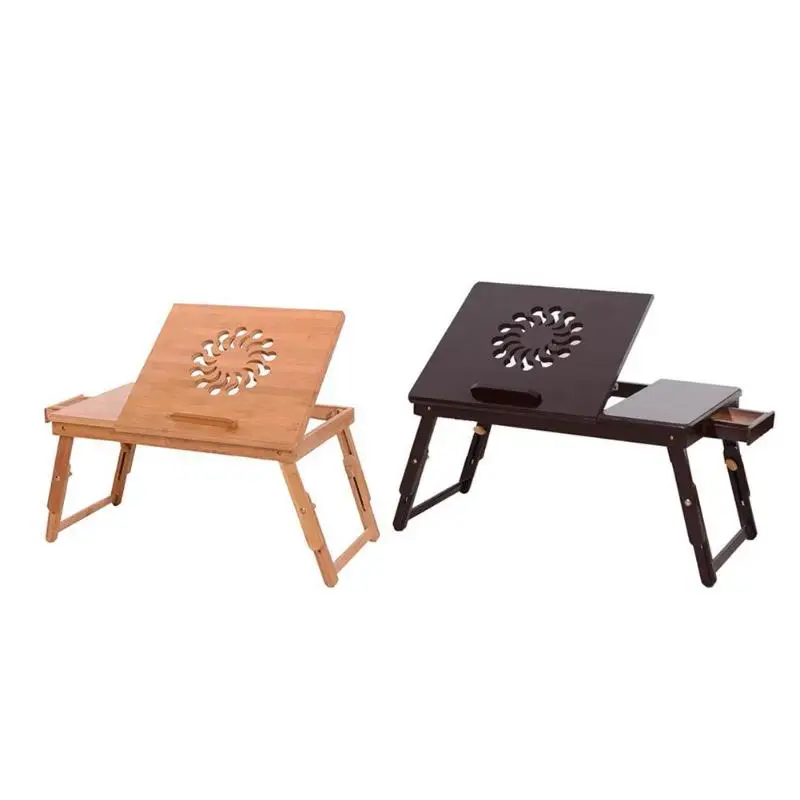 

53cm Sunflower Engraving Pattern Adjustable Bamboo Computer Desk Table