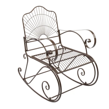 

Iron Wire Single Rocking Chair Dark Brown Adult Retro Rocking Chair Balcony Chair Lazy Chair Free Shipping