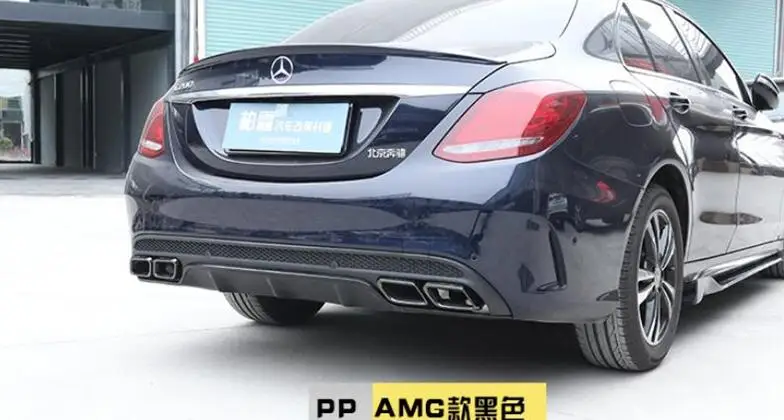 Задний спойлер и Exhause для Mercedes-Benz C Class W205 C180 C200 C250 C300- высокое качество PP бампер диффузор