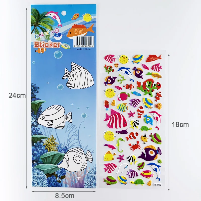 1 Sheet Kids Stickers Sea Animal 10 Different Sheets 3D Puffy Bulk  Scrapbooking Sticker For Kids