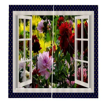 

Colored Flower Curtains Outside The Window 170*200 Home Fashion Blackout Curtain Set