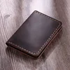 Men Credit ID Card Holders Handmade Rustic Crazy Horse Leather Wallet for Cards Genuine Leather Bank Cardholder ► Photo 2/5