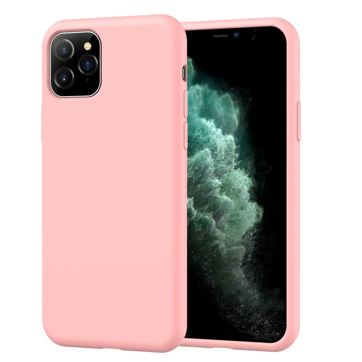 Ультра-тонкий жидкостный Мягкий силиконовый чехол для iPhone 11 Pro Max 8 Plus из микрофибры ударопрочный задний гелевый резиновый чехол для iPhone 11 - Цвет: Pink