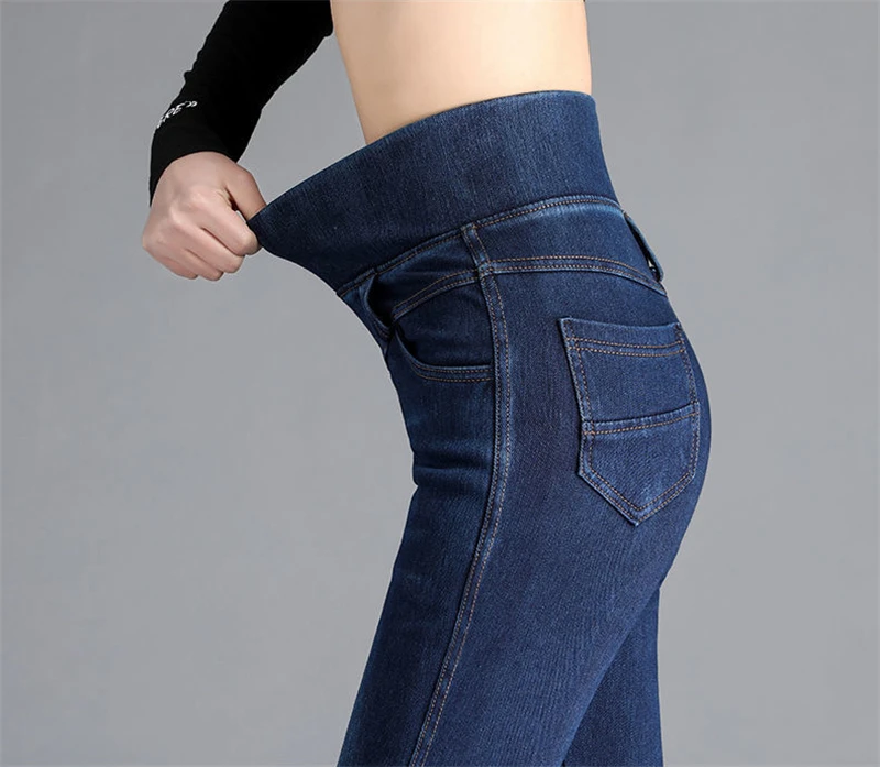 straight leg jeans Oversized 38 Super High Waist Denim Pencil Pants For Women Casual Slim Streetwear Plus Size Jeans Elegant Skinny Stretch Jeans madewell jeans