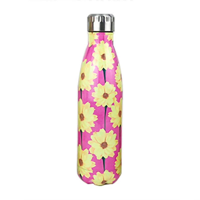 New Flamingo Floral Water Bottle BPA free Stainless Steel Thermos Bottle Gym Sport Travel Insulated Cup Mug Christmas Tumbler