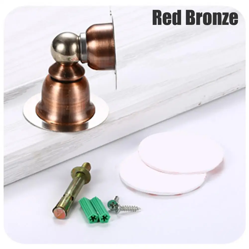 Red Bronze Магнитный дверной Держатель Фиксатор Невидимый дверной стоп настенное напольное крепление безопасный фиксатор из нержавеющей стали дверной присоска дверной блок для спальни - Цвет: Red Bronze