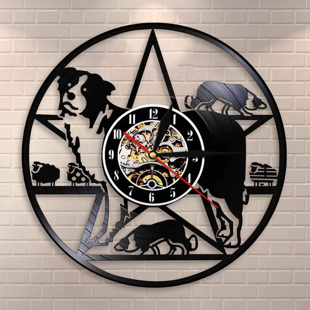 Reloj De Pared Border Collie Perro Vinilo Disco Borde Collie