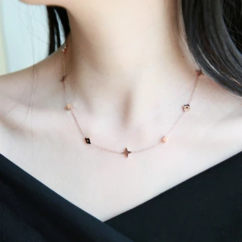 

YUN RUO Rose Gold Color Flower Choker Necklace Accessory 316L Titanium Steel Jewelry Woman Birthday Gift Not Fade Drop Shipping