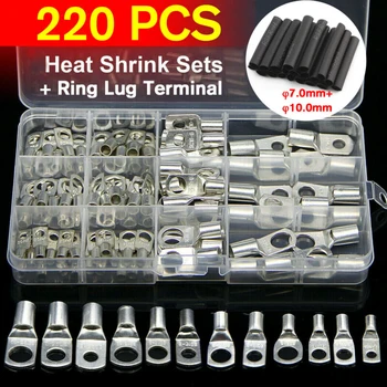 

220PCS/Set Tinned Copper Lug Ring Terminal Kit Wire Welding Cable Connector Part Electrical Equipments And Supplies