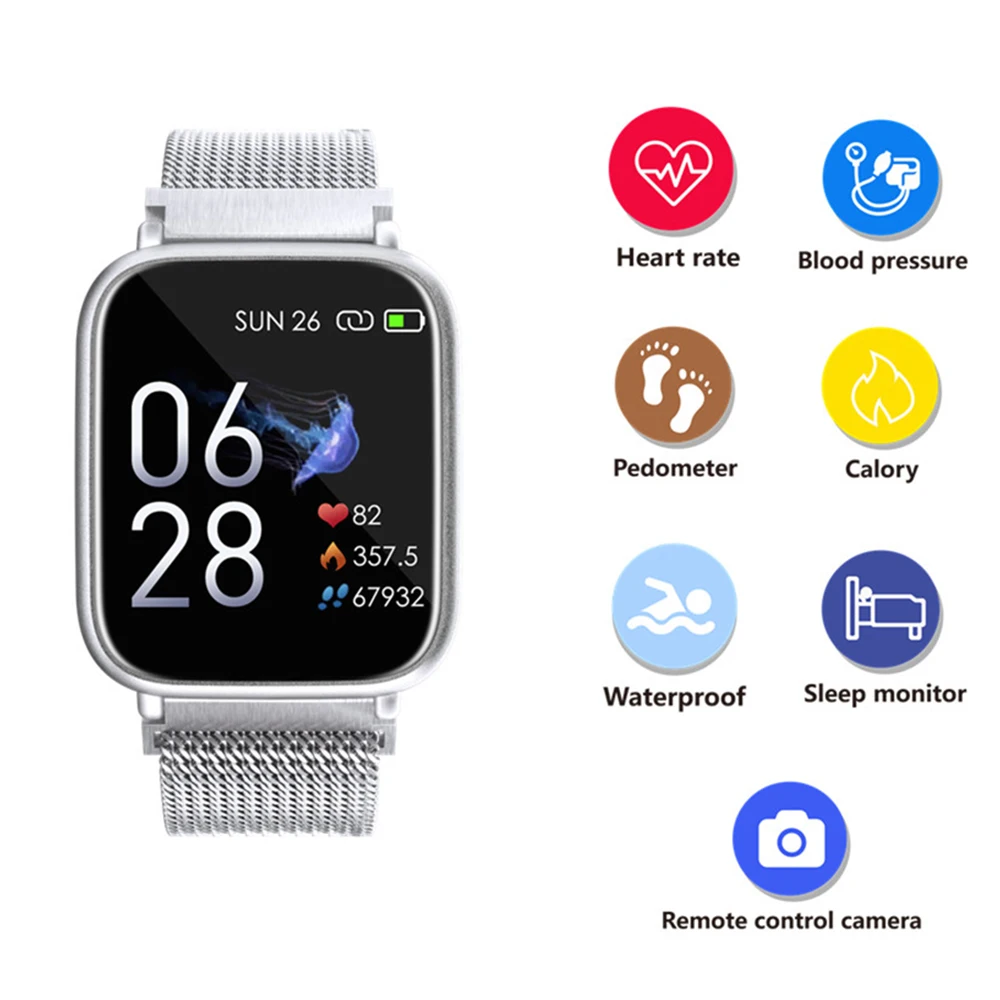 Q1 touch screen bracelet smart band ip68 heart rate monitor blood pressure health wristband fitness tracker smart watch men