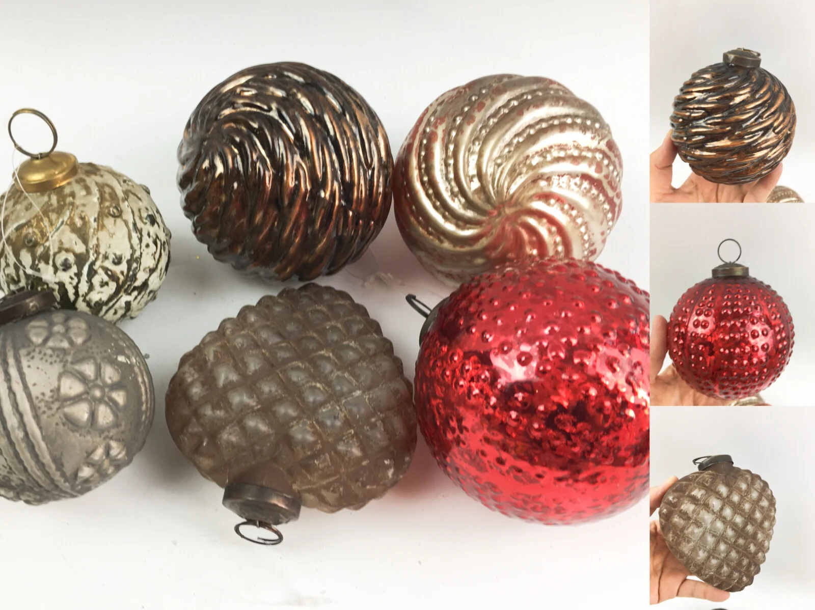 Foreign trade export Christmas tree pendant retro old bronze glass ball craft Christmas gift glass pendant