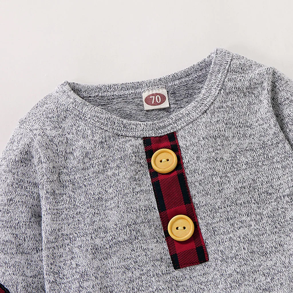 Комбинезон для новорожденных девочек и мальчиков, длинный рукав, клетчатый комбинезон в технике пэчворк, повседневный комбинезон для малышей, шапка, комплект одежды# LR2