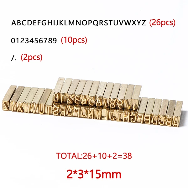 2x3x15mm 38PC ZONESUN DY-8 набор букв Набор цифр LT-50D набор букв LT-50D Набор цифр MT-50 цифр, буква для кода печатная машина - Цвет: 2x3x15mm 38PC
