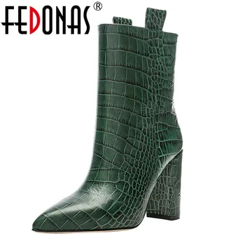 

FEDONAS Fashion Party Women Mid-calf Boots Plus Size Autumn Winter Warm Night Club Western Boots Casual High Heeled Shoes Woman