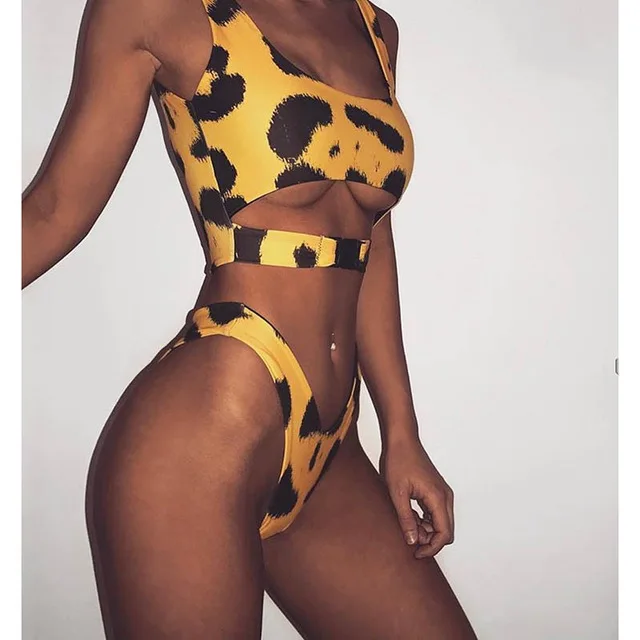 Новое сексуальное леопардовое бикини с высокой талией, бразильский комплект бикини, одежда для плавания, женский купальник, бикини, купальные костюмы, пляжная одежда для плавания - Цвет: CS1894Y1