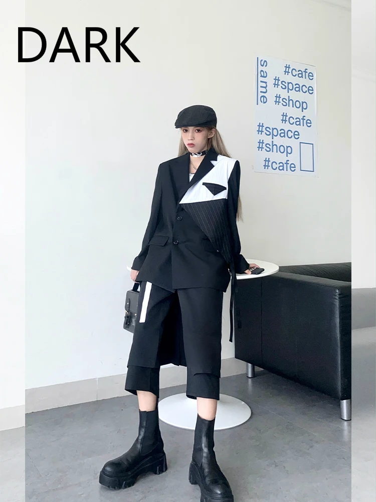 

DARK Dark Fashionable Suit Jacket Women's 2020 Early Autumn New Loose Stitching Contrast Suit Trend