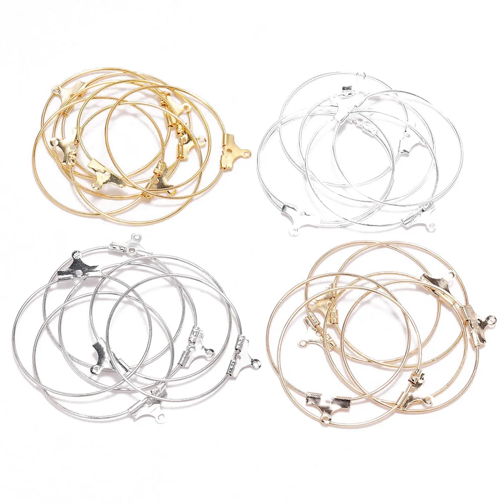 

30pcs 25 30 35 40 mm Round Circle Wire Earring Hooks Gold Silver Color Metal Clasps for Jewelry Making DIY Findings Supplies