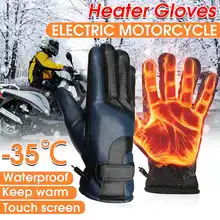 PU мотоциклетные перчатки с подогревом на электрической батарее, ветрозащитные зимние теплые перчатки с сенсорным экраном для мужчин и женщин, Зимние перчатки для мотоцикла