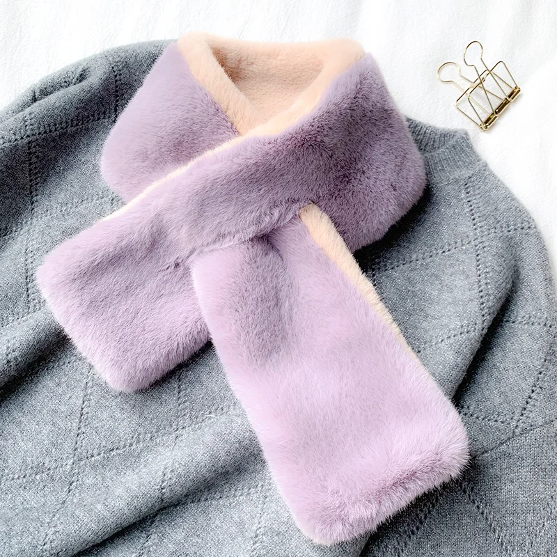 New style Fashion Soft Women Faux Rabbit Fur Collar Scarf Plush Collar Neck Warmer Winter Shawl femme Collar scarf