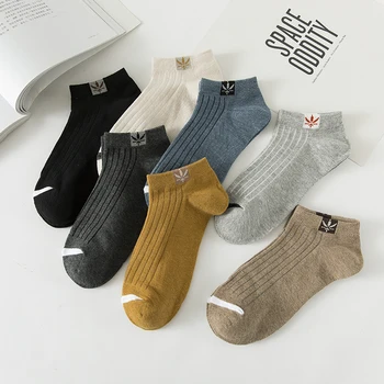 

New Casual Simple style Stripe Men Socks 1 set-3 Pairs/6 Pairs Cotton short Ankle Unisex socks Pure color Black Gray