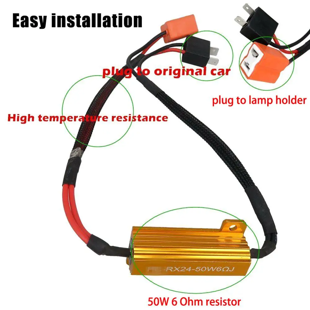 2шт H7 50 Вт 6Ω Автомобильный светодиодный резистор Canbus нагрузочный Предупреждение Canceler декодер светильник без ошибок 12 В сопротивление