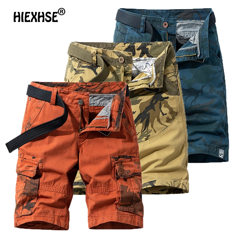Pantalones cortos de algodón para hombre, Shorts informales para exteriores, Bermudas transpirables de camuflaje, para playa, uniforme militar, verano 2021