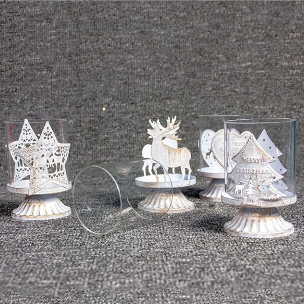 Скандинавский Ретро стиль веселый рождественский Подсвечник Подсвечники Tealight Рождественская свеча стенд