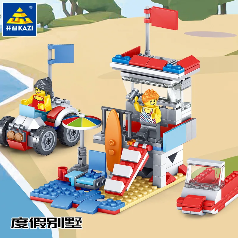 

Children Educational Building Blocks Toy Boy Assembly Assembled Small Particles Plastic Building Block Toys Camping Caravan 3-in