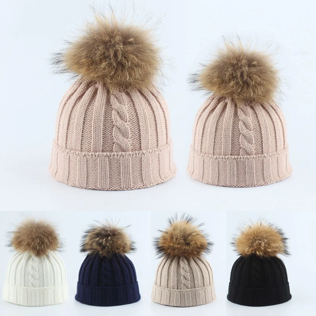 Женская шляпа новая модная одежда для всей семьи, теплый KnitChildren для маленьких девочек шапочка мягкие толстые зимние s czapka zimowa кепки