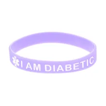 OBH 1PC Debossed I am Diabetic Silicone Wristband for Emergency