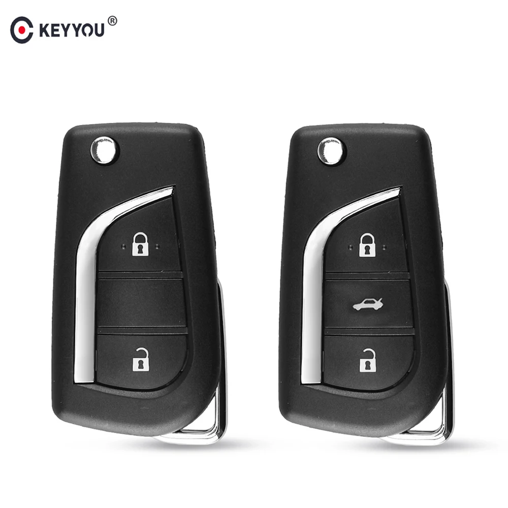 

KEYYOU Flip Folding Remote Key Shell for Toyota Levin Camry Reiz Highlander Corolla Key Case 2/3 Buttons Toy48 Toy43 Blade