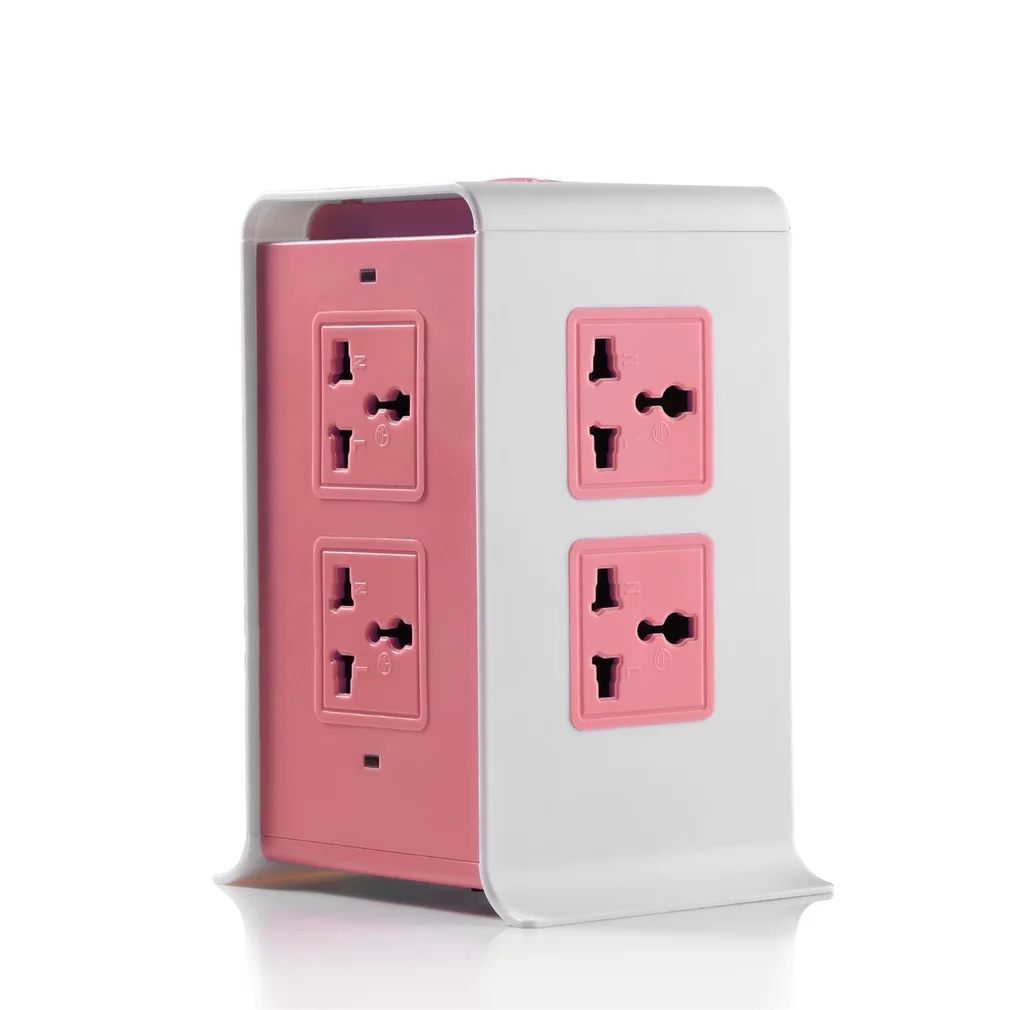 

ABS + Fireproof 8 Outlet 4 USB Power Surge Protector Tower Strip Vertical Power Cord Desktop Socket US/UK/EU Plug JW-501