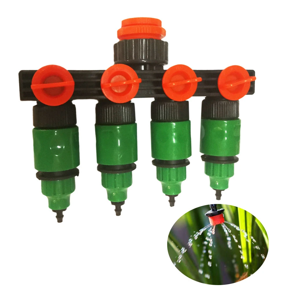 

Garden Sprinkler Irrigation 4-way Tap Hose Splitter Garden Hose Fitting Joiner Drip 8/12 or 4/7 Pipe Connector Irrigation