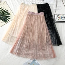 Юбки снежные хлопья, светильник, плиссированная юбка средней длины, новая Студенческая юбка с высокой талией, Милая юбка с оборками, весна