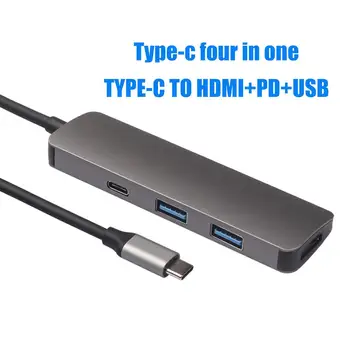

4 in 1 Portable USB 3.0 HDMI 4K Interface Type-C Hub Adapter Cable Splitter for iMac Pro/Air 2019