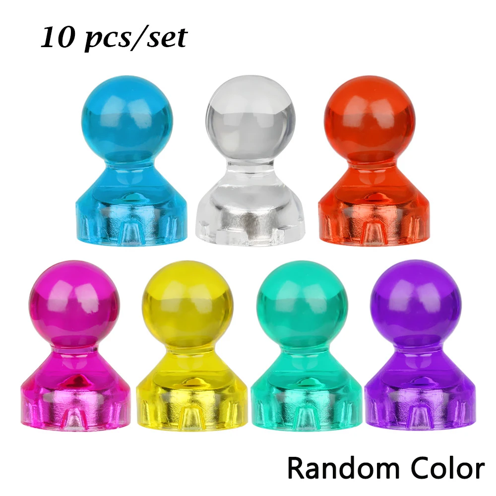 10Pcs Acrylic Mini Magnetic Pushpin Fridge Magnets Multi-color Thumbtack Notice Board Marker Message Holder Office School Supply