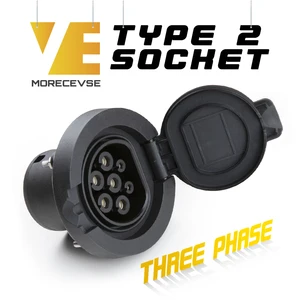 Morec IEC 62196-2 32A 3 фазы переменного тока для зарядки электромобиля Тип розетки 2 разъема 4 точечный фиксированный - изображение
