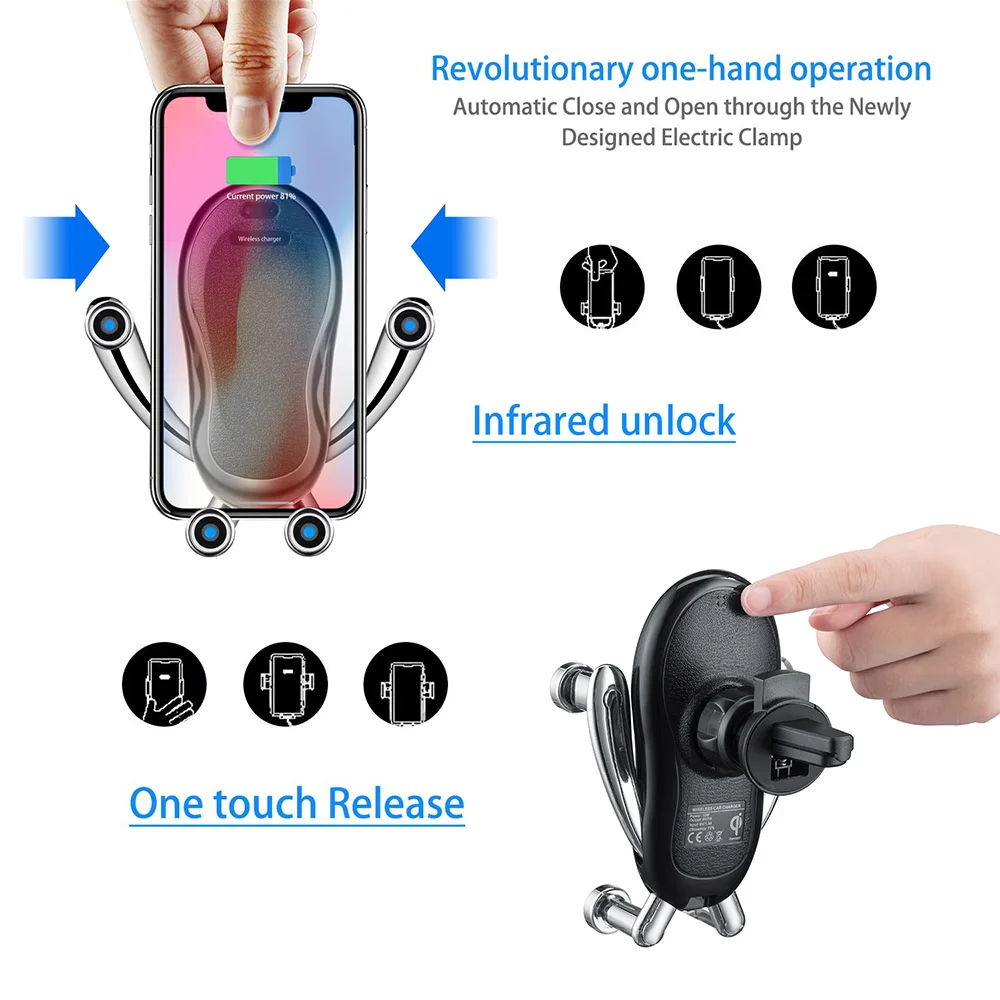 FDGAO 10 Вт Qi автомобильное беспроводное зарядное устройство для iPhone X XS XR 8 11 samsung S10