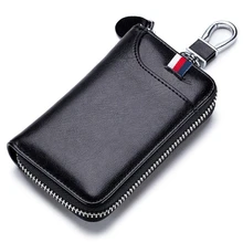 Кошелек для ключей из натуральной кожи, Женский чехол для ключей с отделением для карт на молнии, держатель для карт, кошелек, органайзер для ключей, Большой Вместительный чехол для ключей