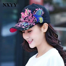 NXYY Женская мода цветок бабочка Бейсбол женщина Вышивка Хлопок Snapback Шляпа Кости Casquette женская летняя повседневная хип хоп Ca